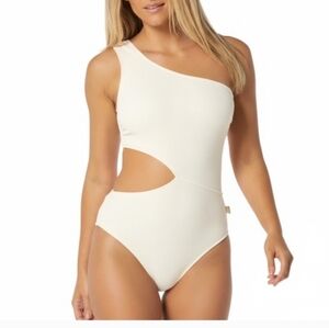 NWT MICHAEL Michael Kors Cream Textured Cutout Swimwear Size 10